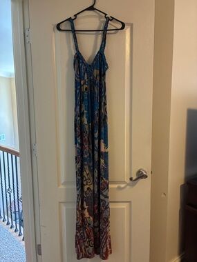 Moa Moa Blue Multi-Print Women's Maxi Dress